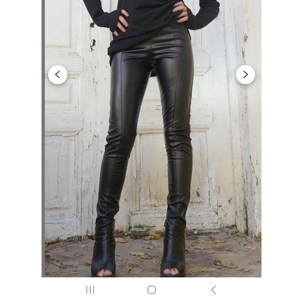 French Connection 72 Equestrian Moto Skin Tight Pants Side Zip Black Ribbed 8